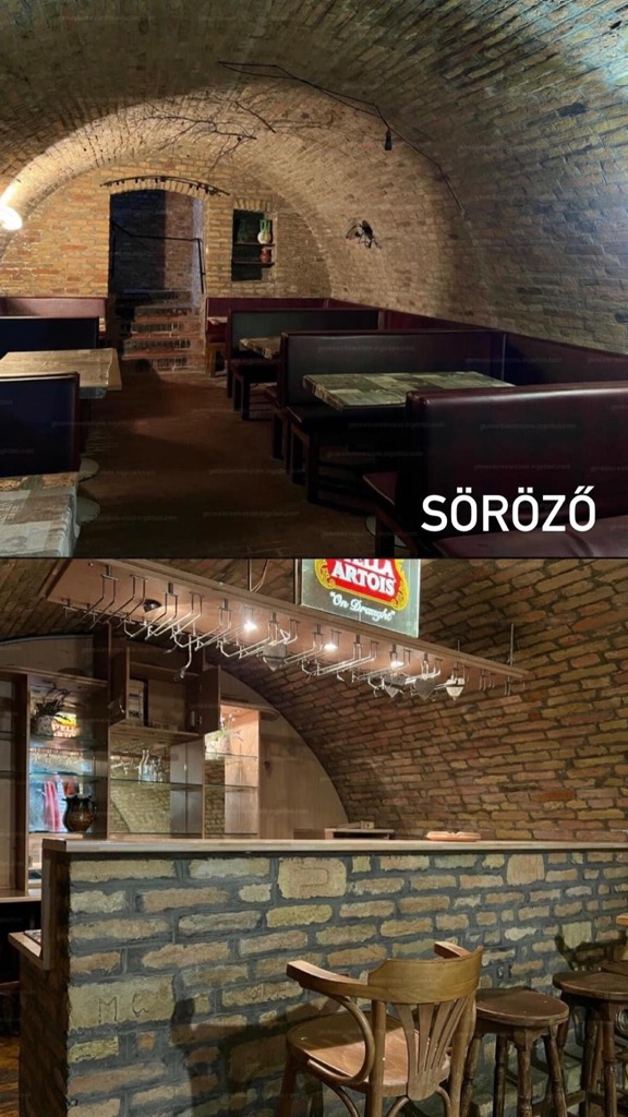 Boltíves téglapince söröző bárpulttal, 87 m²